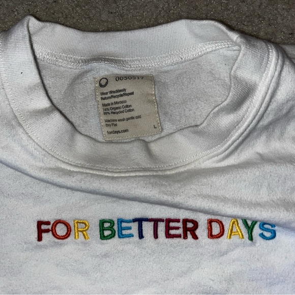 For Better Days Rainbow Logo White Crewneck - Picture 2 of 5